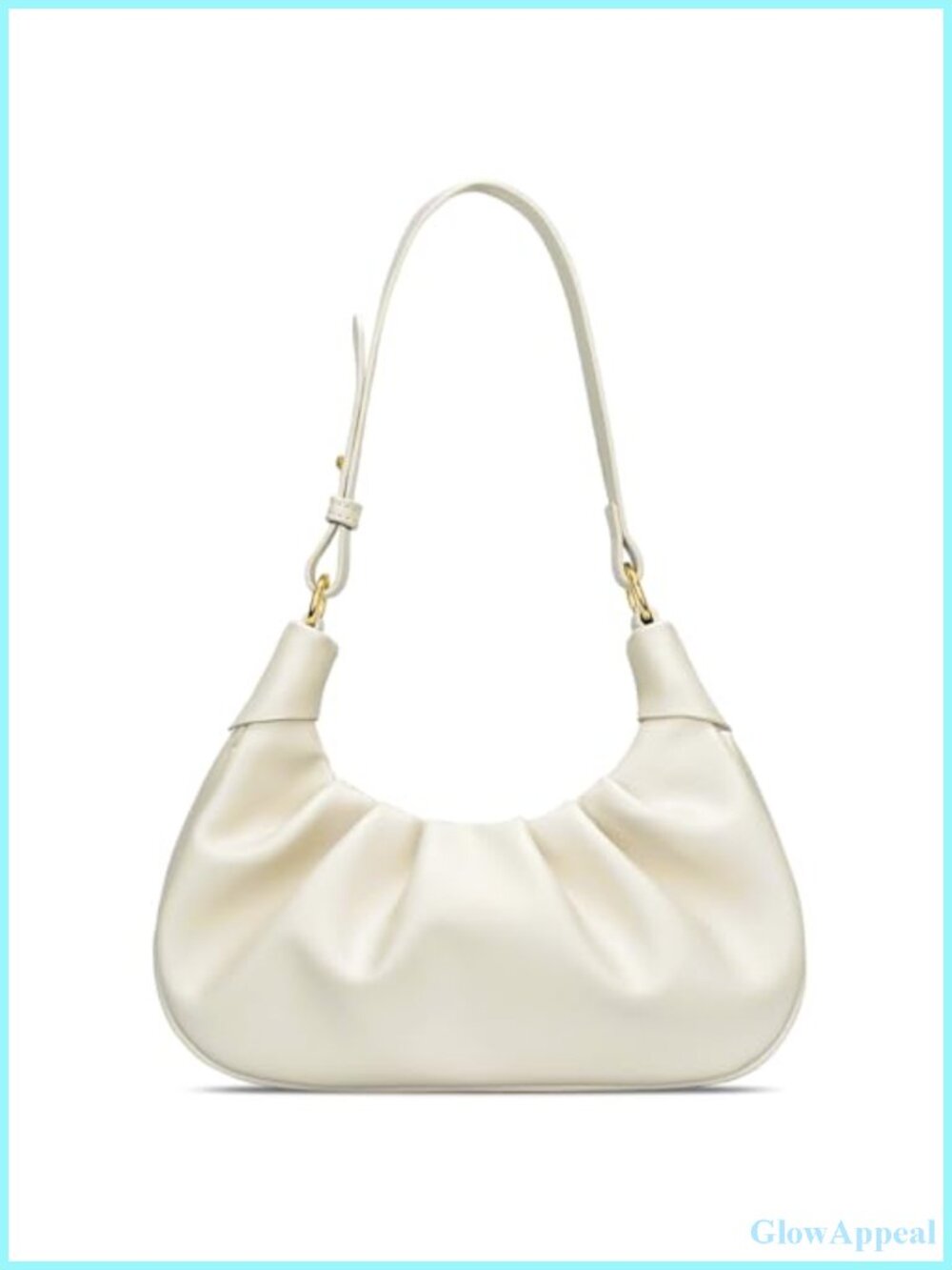 Faux Leather Crescent Hobo Shoulder Bag Ruched Purse Underarm Mini